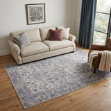 5' X 7' Grey Oriental Power Loom Distressed Washable Area Rug