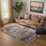 5' X 7' Multicolor Southwestern Power Loom Distressed Washable Area Rug