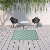 5' X 7' Aqua Indoor Outdoor Area Rug