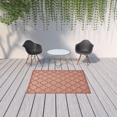 5' X 7' Coral Indoor Outdoor Area Rug