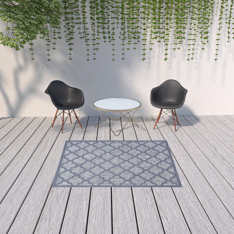 5' X 7' Denim Blue Indoor Outdoor Area Rug