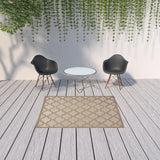 5' X 7' Beige Indoor Outdoor Area Rug