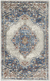 3' X 5' Blue And Grey Oriental Power Loom Non Skid Area Rug