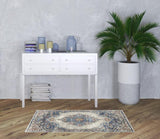 3' X 5' Blue And Grey Oriental Power Loom Non Skid Area Rug
