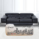 38" Cream Wool and Brown Ottoman