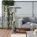 11000 BTU Silver Steel Propane Cylindrical Pole Tabletop Patio Heater