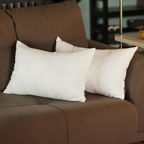 Set of Two 12" X 20" White Lumbar Throw Pillow Covers