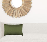 Set of Two 12" X 20" Fern Green Fabric Lumbar Throw Pillow Covers
