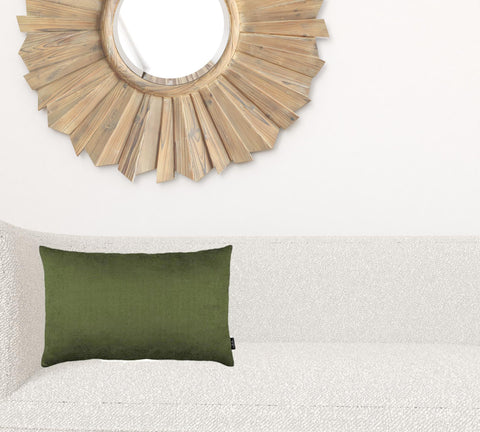 Set of Two 12" X 20" Fern Green Fabric Lumbar Throw Pillow Covers