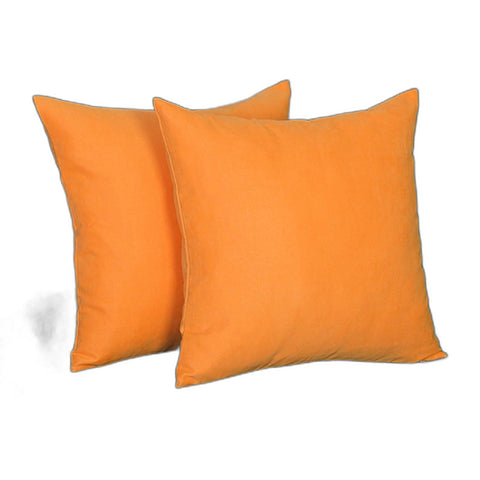 Set of Two 20" Orange Fabric Throw Pillow Covers