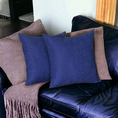 Set of Two 20" Navy Blue Fabric Throw Pillow Covers
