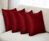 Set of Four 18" Red Fabric Throw Pillow Covers