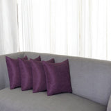 Set Of Four 18" X 18" Purple Polyester Zippered Pillow Cover