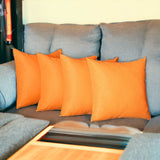 Set of Four 20" Orange Fabric Throw Pillow Covers