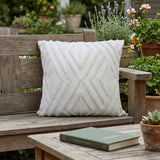 18" X 18" White Zippered Diamond Indoor Outdoor Throw Pillow
