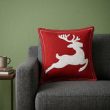 20" X 20" Red Deer Zippered Cotton Blend Christmas Reindeer Throw Pillow