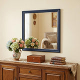 38" Blue Square Wood Framed Accent Mirror
