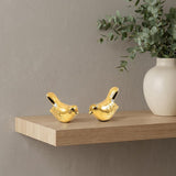 Set of Two Gold Metal Bird Tabletop Sculpture