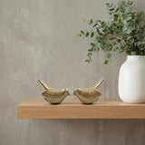 Set of Two Gold Metal Bird Tabletop Sculpture