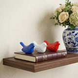 Set of Three Red White And Blue Metal Bird Tabletop Sculptures