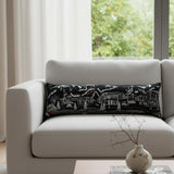 14" X 45" Dark Gray And White Aspen Nighttime Skyline Lumbar Decorative Pillow