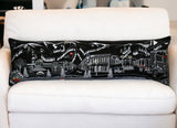 14" X 45" Dark Gray And White Aspen Nighttime Skyline Lumbar Decorative Pillow