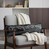 14" X 45" Dark Gray And White Bend Nighttime Skyline Lumbar Decorative Pillow