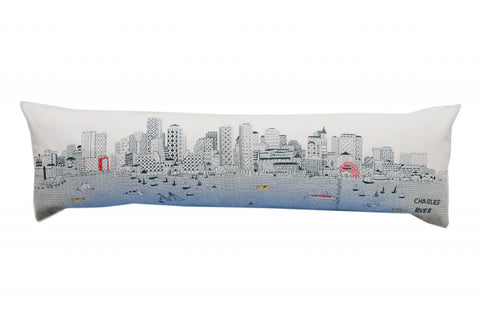 14" X 45" Cream Boston Daylight Skyline Lumbar Decorative Pillow