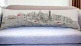 14" X 45" Cream Lumbar Chicago Daylight Skyline Lumbar Decorative Pillow