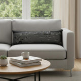 14" X 45" Dark Gray And White Hawaii Nighttime Skyline Lumbar Decorative Pillow