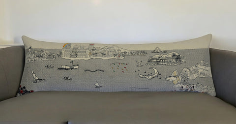 14" X 45" Cream Hometown Pride Wool Lumbar Throw Pillow