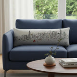 14" X 45" Cream Hong Kong Daylight Skyline Lumbar Decorative Pillow