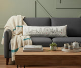 14" X 45" Cream London Daylight Skyline Lumbar Decorative Pillow