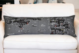 14" X 46" Dark Gray And White Michigan Nighttime Skyline Lumbar Decorative Pillow
