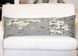 14" X 46" Cream Michigan Daylight Skyline Lumbar Decorative Pillow