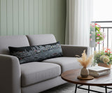 14" X 46" Dark Gray And White Nashville Nighttime Skyline Lumbar Decorative Pillow