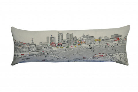 14" X 46" Cream Nashville Daylight Skyline Lumbar Decorative Pillow