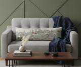 14" X 46" Cream Nashville Daylight Skyline Lumbar Decorative Pillow