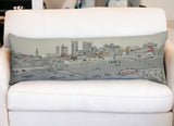 14" X 46" Cream Nashville Daylight Skyline Lumbar Decorative Pillow