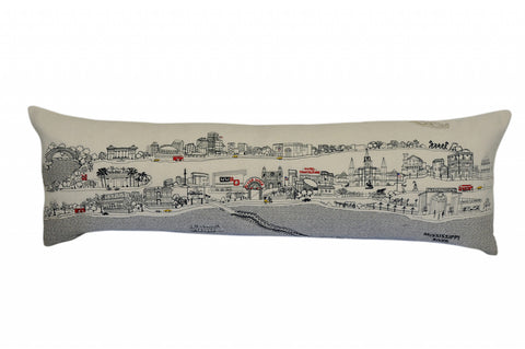 14" X 46" Cream New Orleans Daylight Skyline Lumbar Decorative Pillow