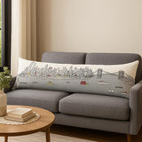 14" X 46" Cream NYC Daylight Skyline Lumbar Decorative Pillow