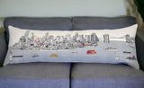 14" X 46" Cream NYC Daylight Skyline Lumbar Decorative Pillow