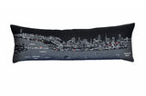 14" X 46" Dark Gray And White Philadelphia Nighttime Skyline Lumbar Decorative Pillow