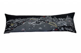 14" X 46" Dark Gray And White Pittsburgh Nighttime Skyline Lumbar Decorative Pillow