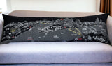 14" X 46" Dark Gray And White Pittsburgh Nighttime Skyline Lumbar Decorative Pillow