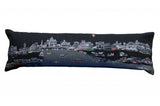 14" X 46" Dark Gray And White Rome Nighttime Skyline Lumbar Decorative Pillow