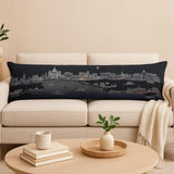 14" X 46" Dark Gray And White Rome Nighttime Skyline Lumbar Decorative Pillow