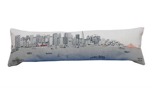 14" X 46" Cream San Francisco Daylight Skyline Lumbar Decorative Pillow