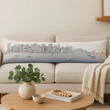 14" X 46" Cream San Francisco Daylight Skyline Lumbar Decorative Pillow