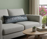 14" X 46" Dark Gray And White Seattle Nighttime Skyline Lumbar Decorative Pillow